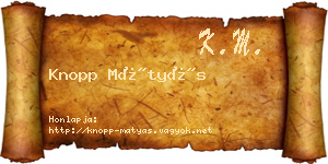 Knopp Mátyás névjegykártya